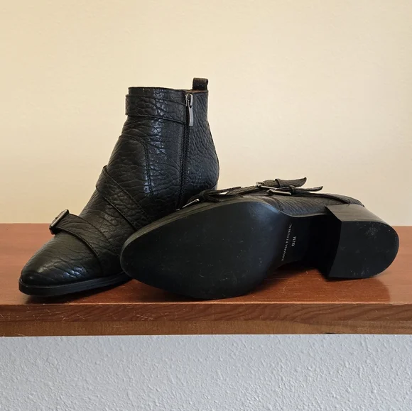 Fits 8 - Black Buckle Ankle Boots - Picture 4 of 5